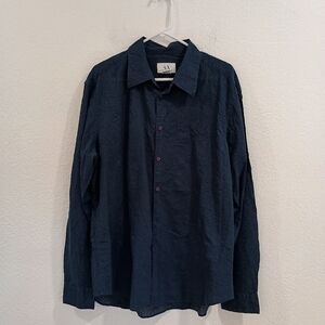 A|X Armani Exchange Blue Embossed Long Sleeve Shirt